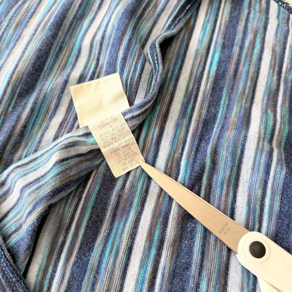 Moda Intl Vintage Blue Striped Halter Top Crop Neck Tie - Picture 5 of 5